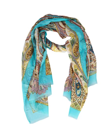 Shop ETRO  Scarf: Etro silk paisley scarf.
Scarf made of silk with Paisley print.
Edges decorated with small fringes.
Etro logo.
70 x 170 cm.
100% silk.
Made in Italy.. WATA0010 AS270-X0840